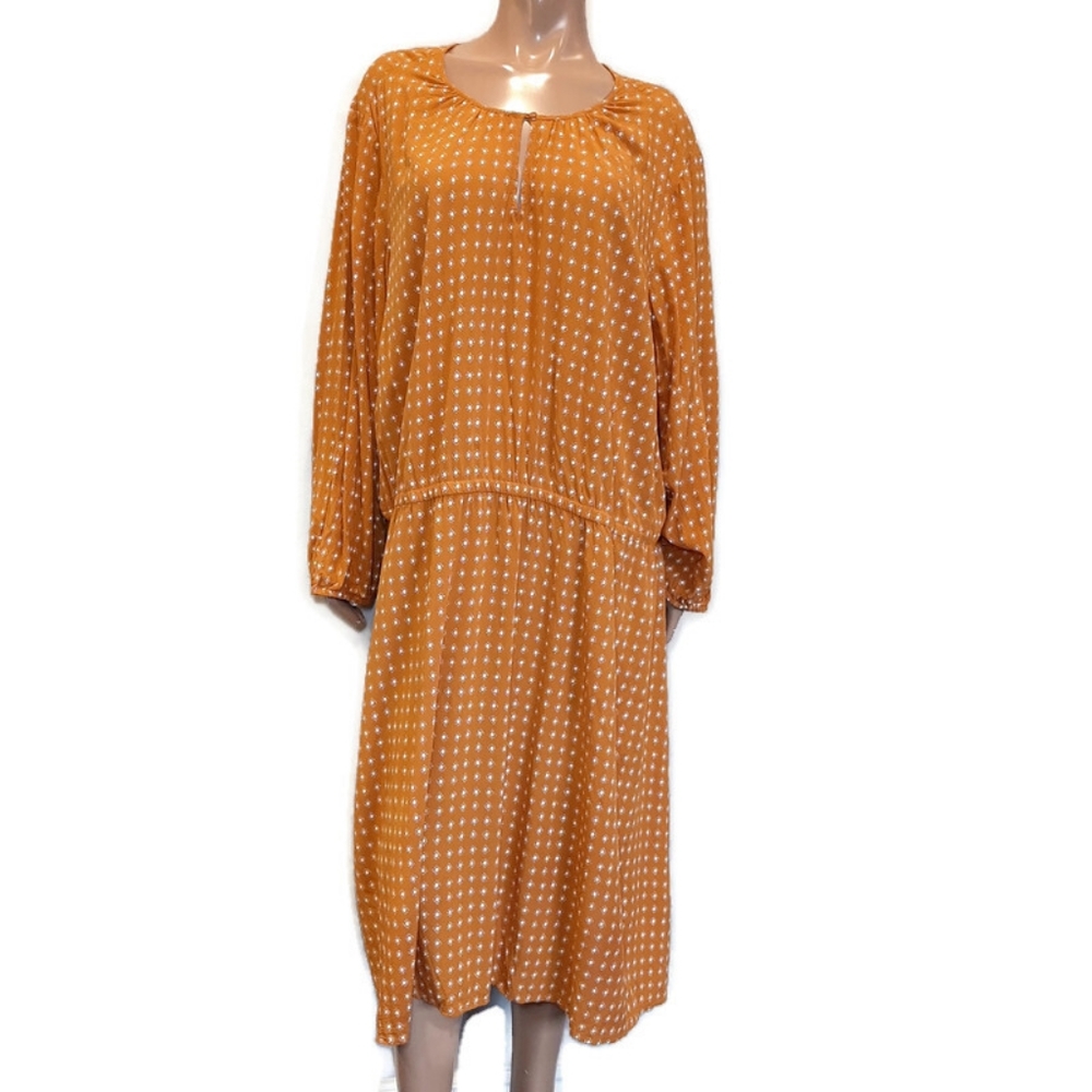Old Navy Mustard Long Sleeve Dress with Dots